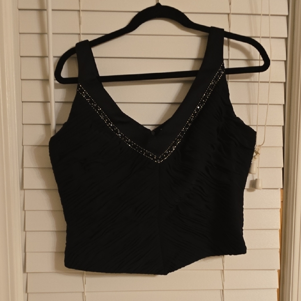 Black Sleeveless Embellished Bustier Tank Top